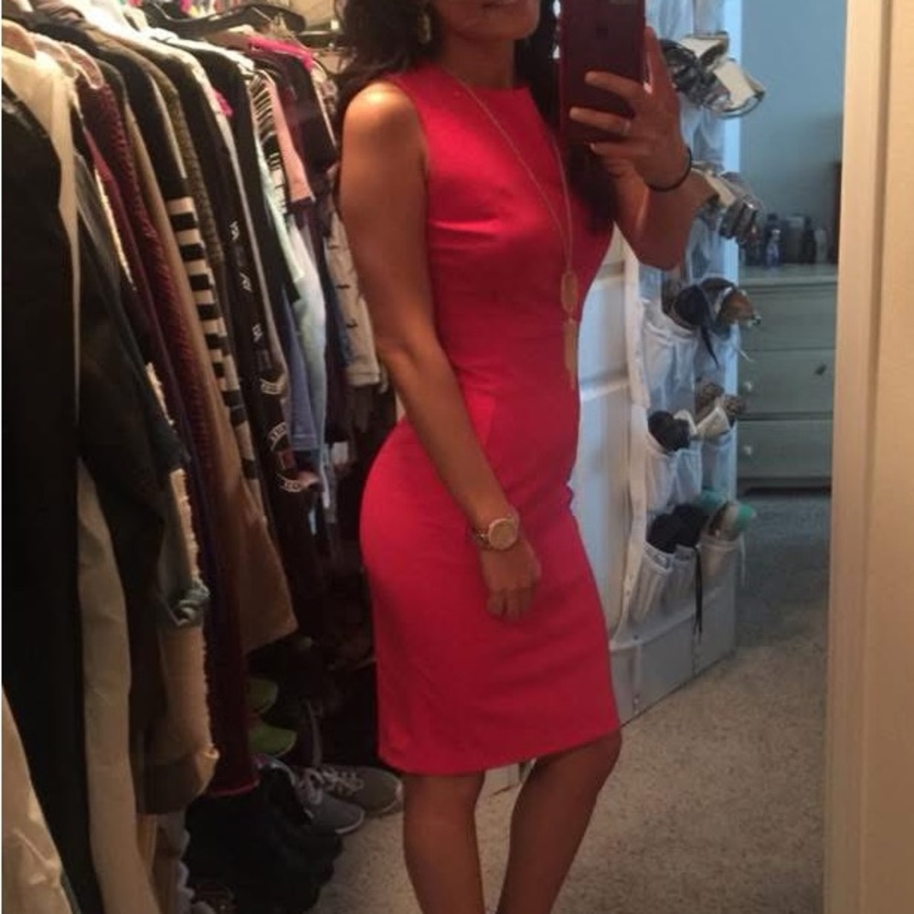 Calvin Klein Red Sleeveless Bodycon Midi Dress